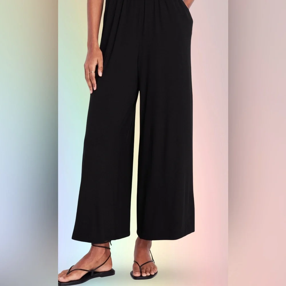 NWTS💓GAP OLD NAVY LG💓BLACK GREEK HALTER STYLE JUMPSUIT ELASTIC WAIST POCKETS - Picture 9 of 14